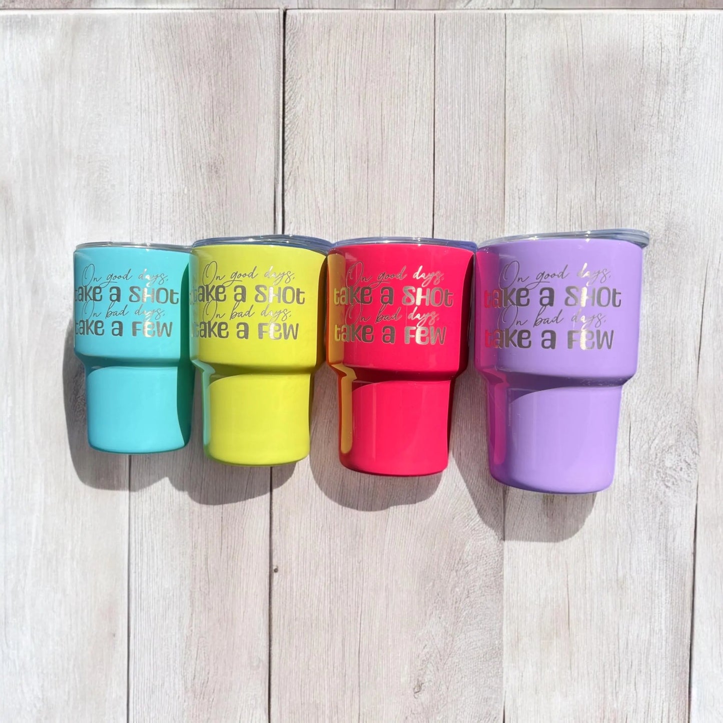 On Good Days Shot Permanent Engraved 2 oz Mini Tumbler with Straw