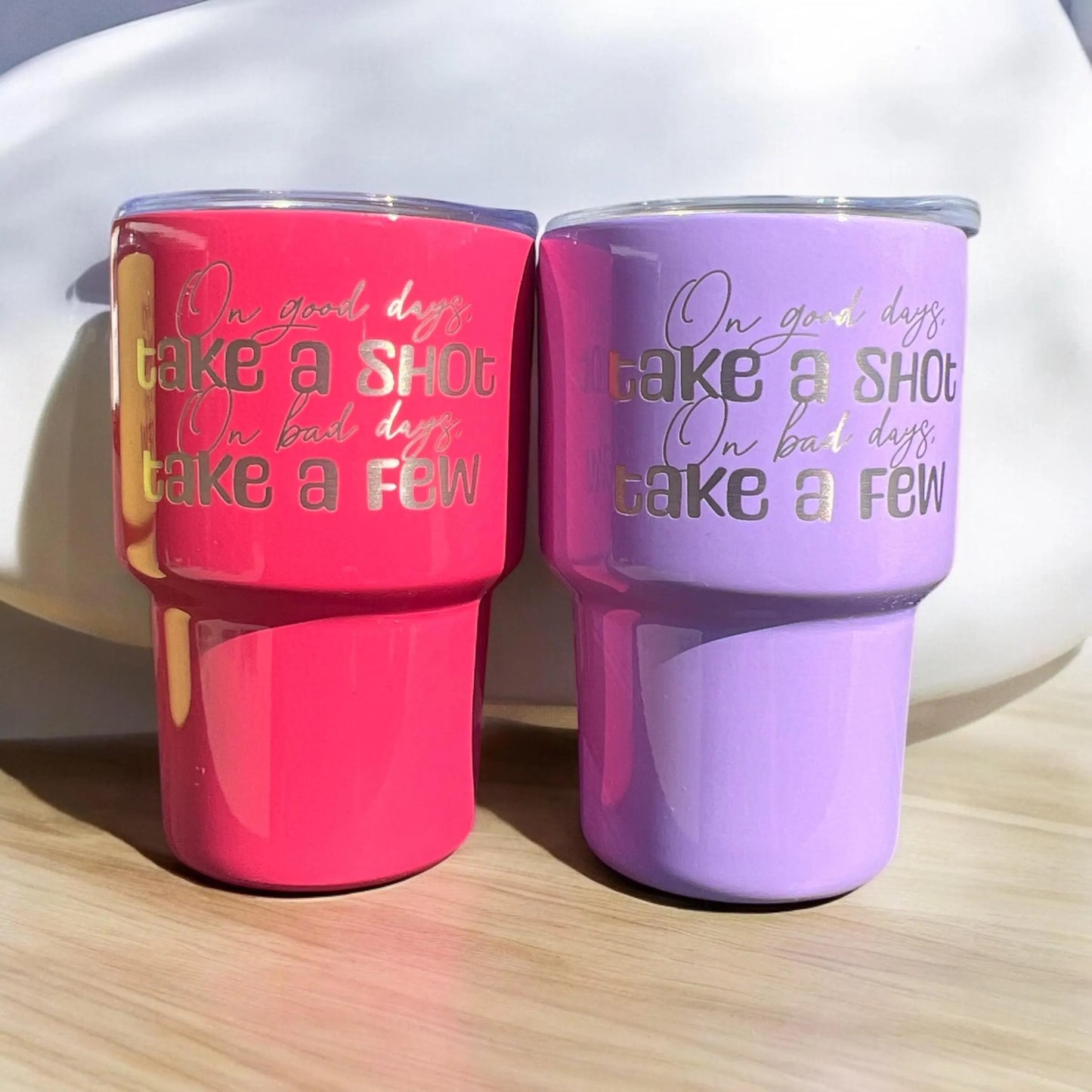 On Good Days Shot Permanent Engraved 2 oz Mini Tumbler with Straw