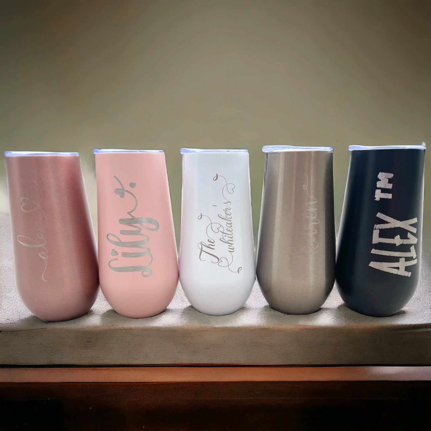 6 oz Personalized Champagne Flute Tumblers