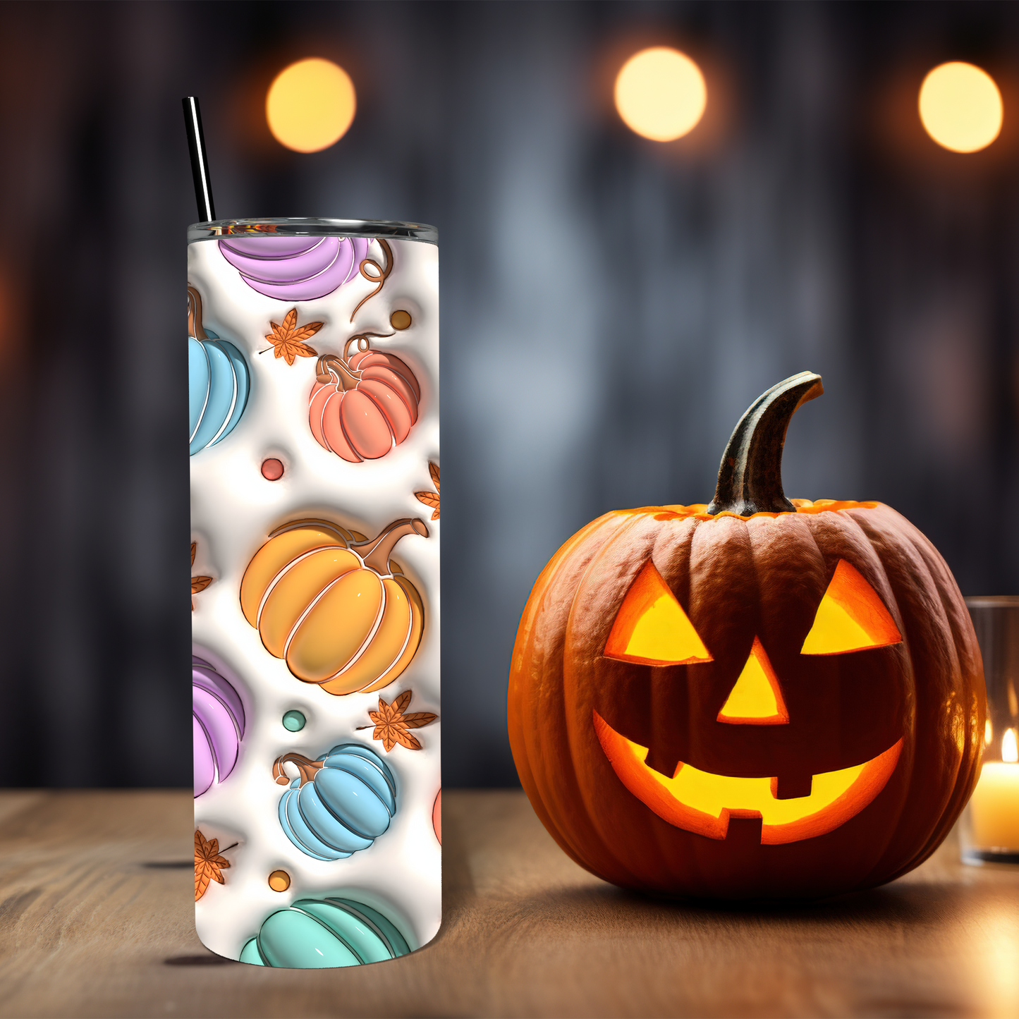 3D Fall Colorful Pumpkins 20 oz Tumbler