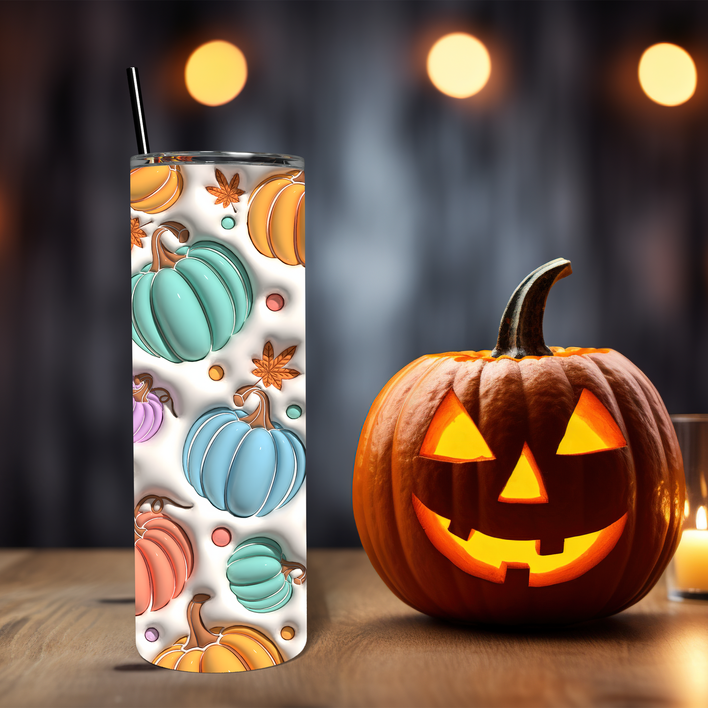 3D Fall Colorful Pumpkins 20 oz Tumbler