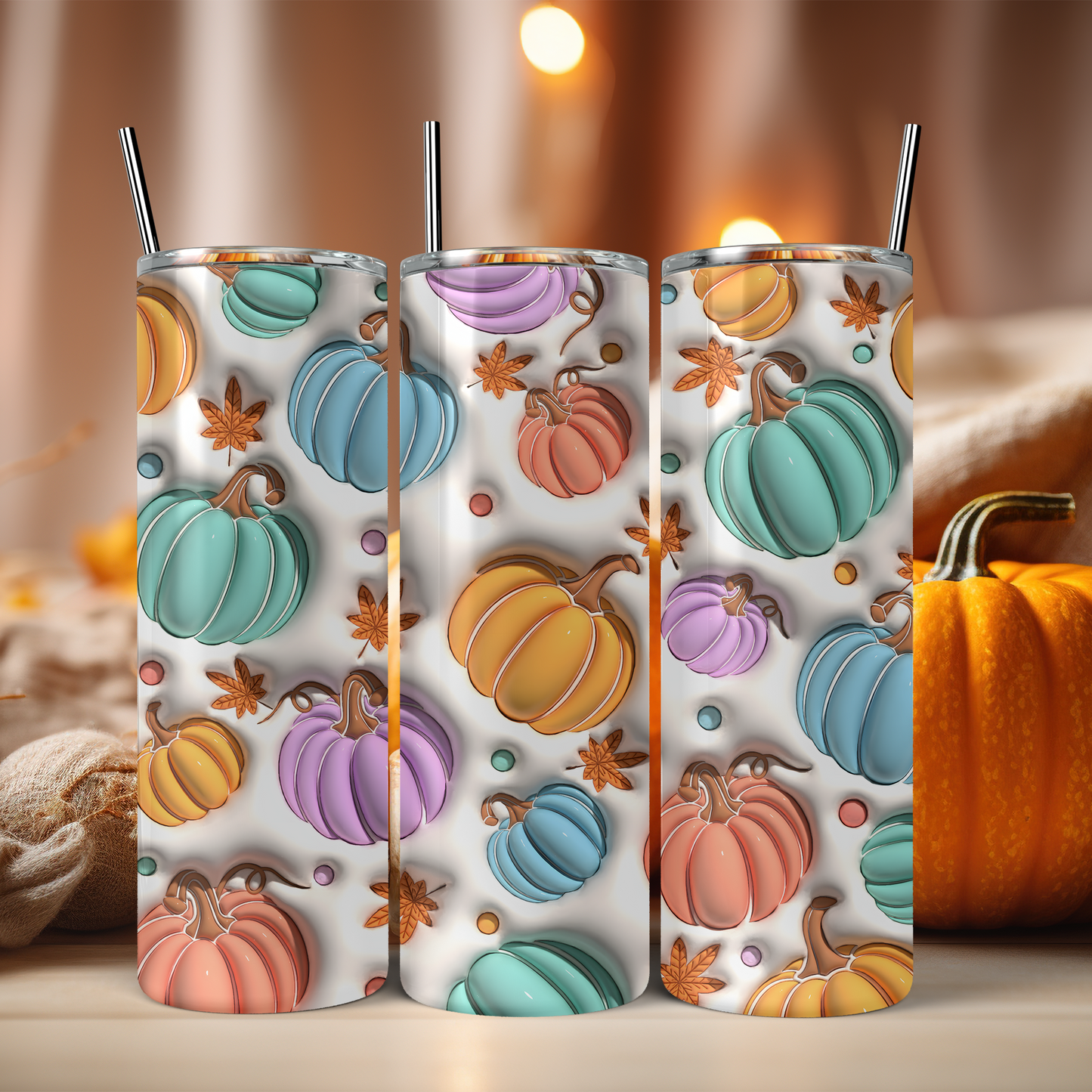 3D Fall Colorful Pumpkins 20 oz Tumbler