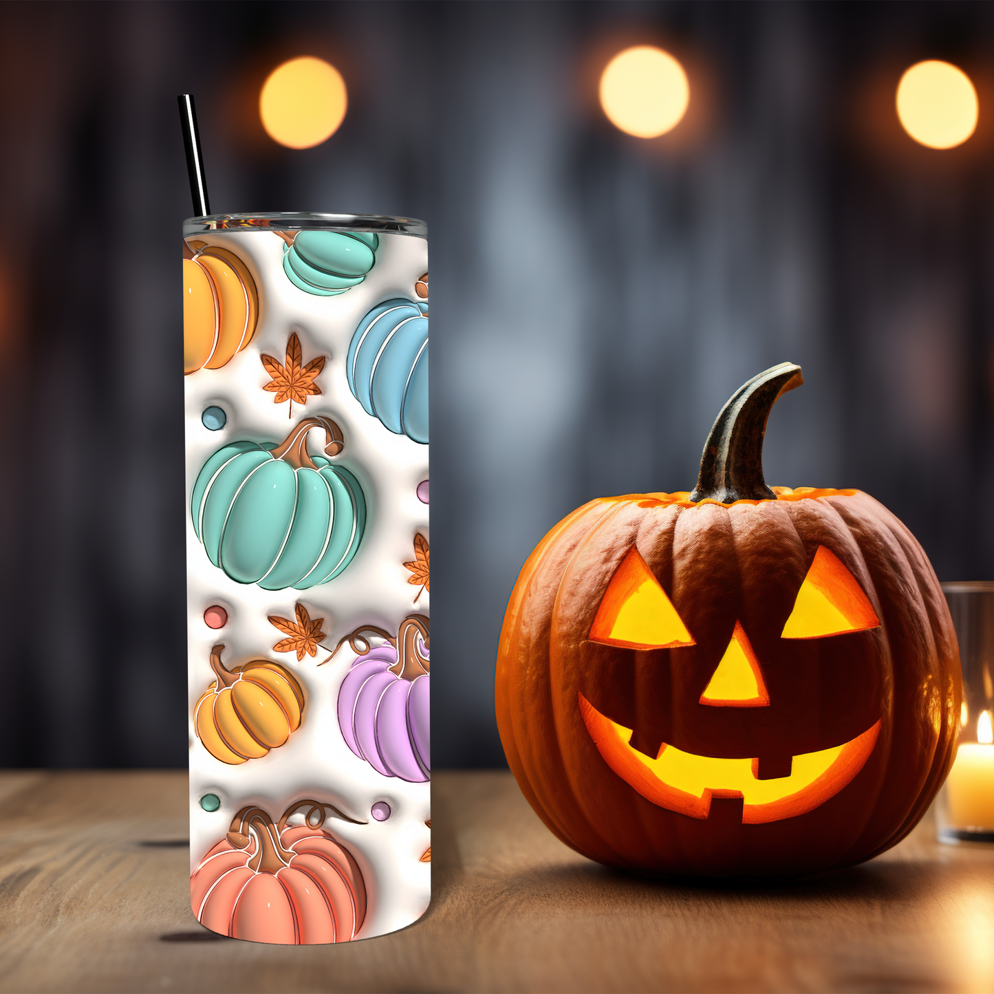 3D Fall Colorful Pumpkins 20 oz Tumbler