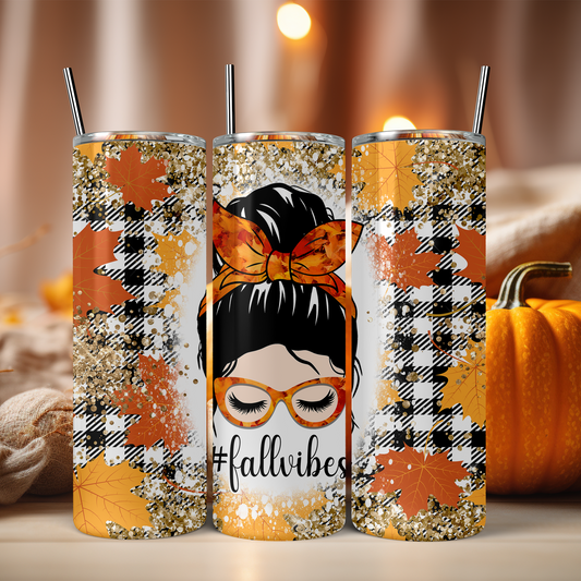 Fall Vibes Messy Bun 20 oz Tumbler