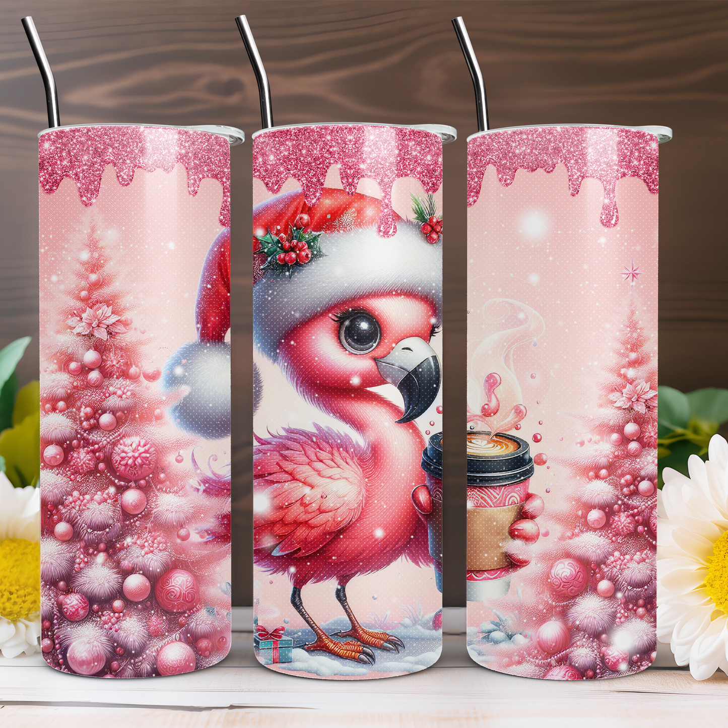 Pink Christmas Flamingo20 oz Tumbler