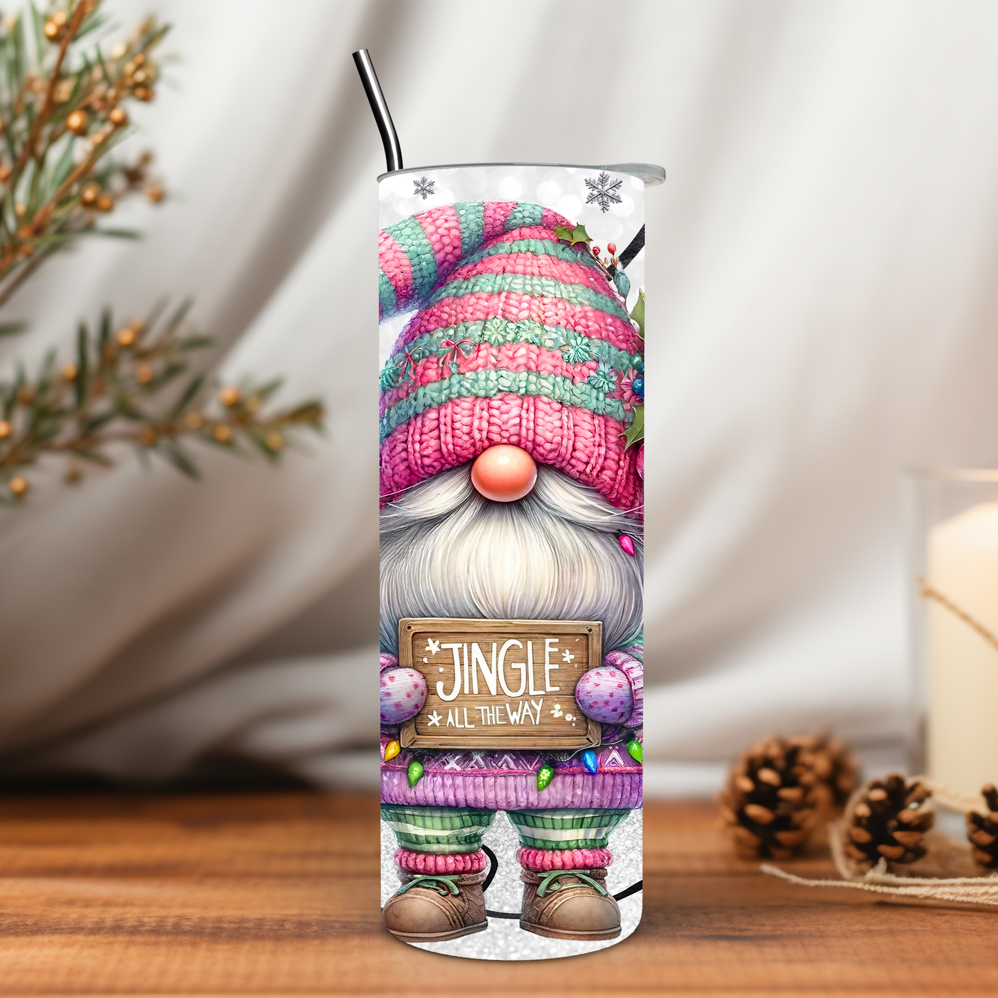 Christmas Jingle All the Way Gnome 20 oz Tumbler