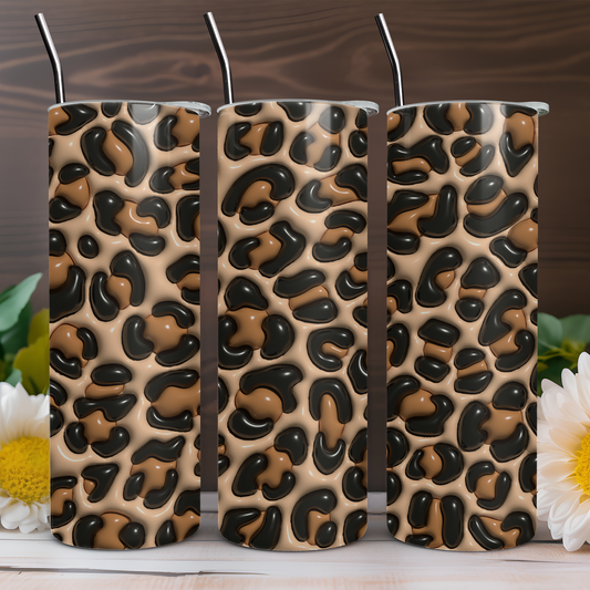 Leopard Print 3D Inflated 20 oz Tumbler