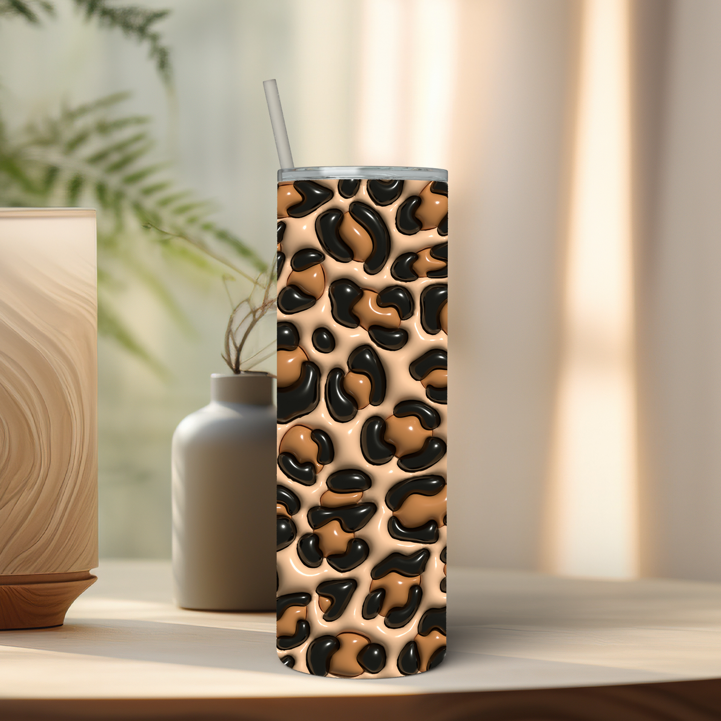 Leopard Print 3D Inflated 20 oz Tumbler