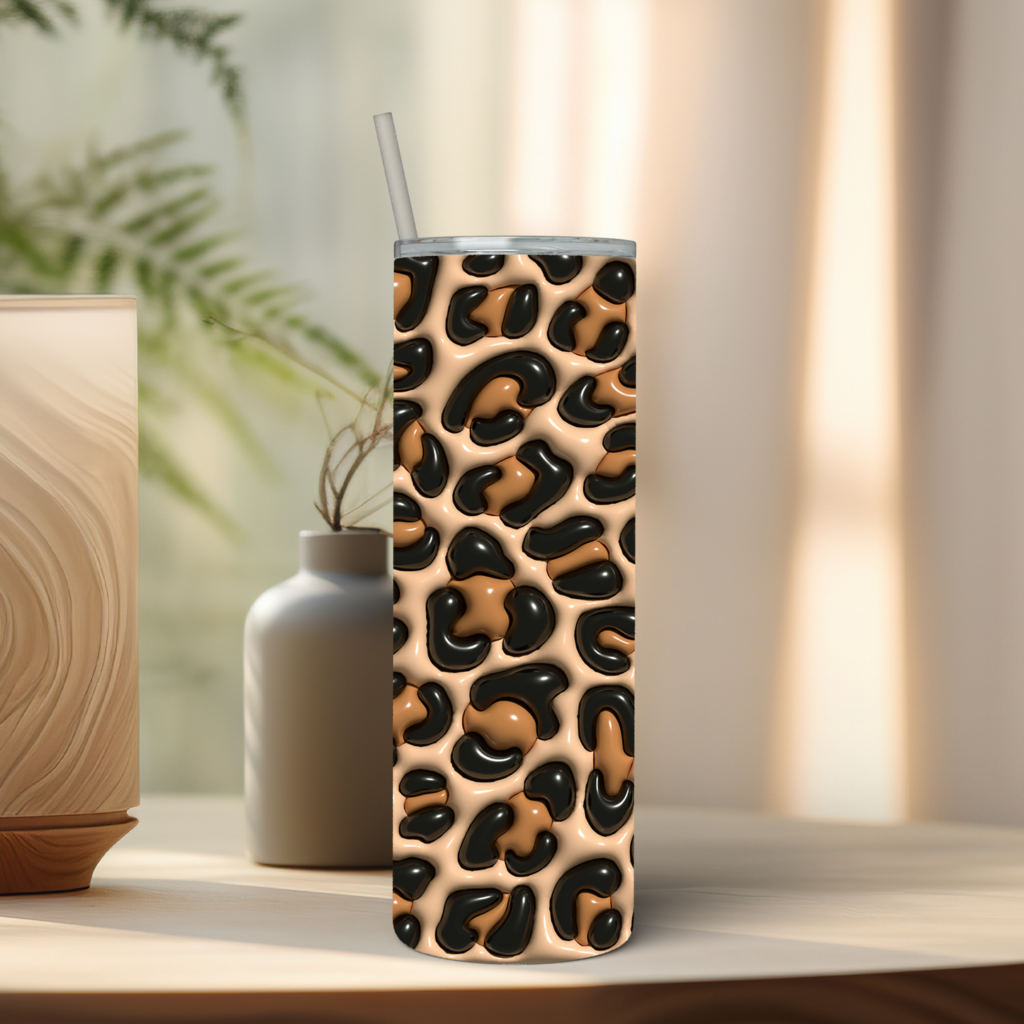 Leopard Print 3D Inflated 20 oz Tumbler