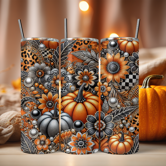 Floral Pumpkin 20 oz Tumbler