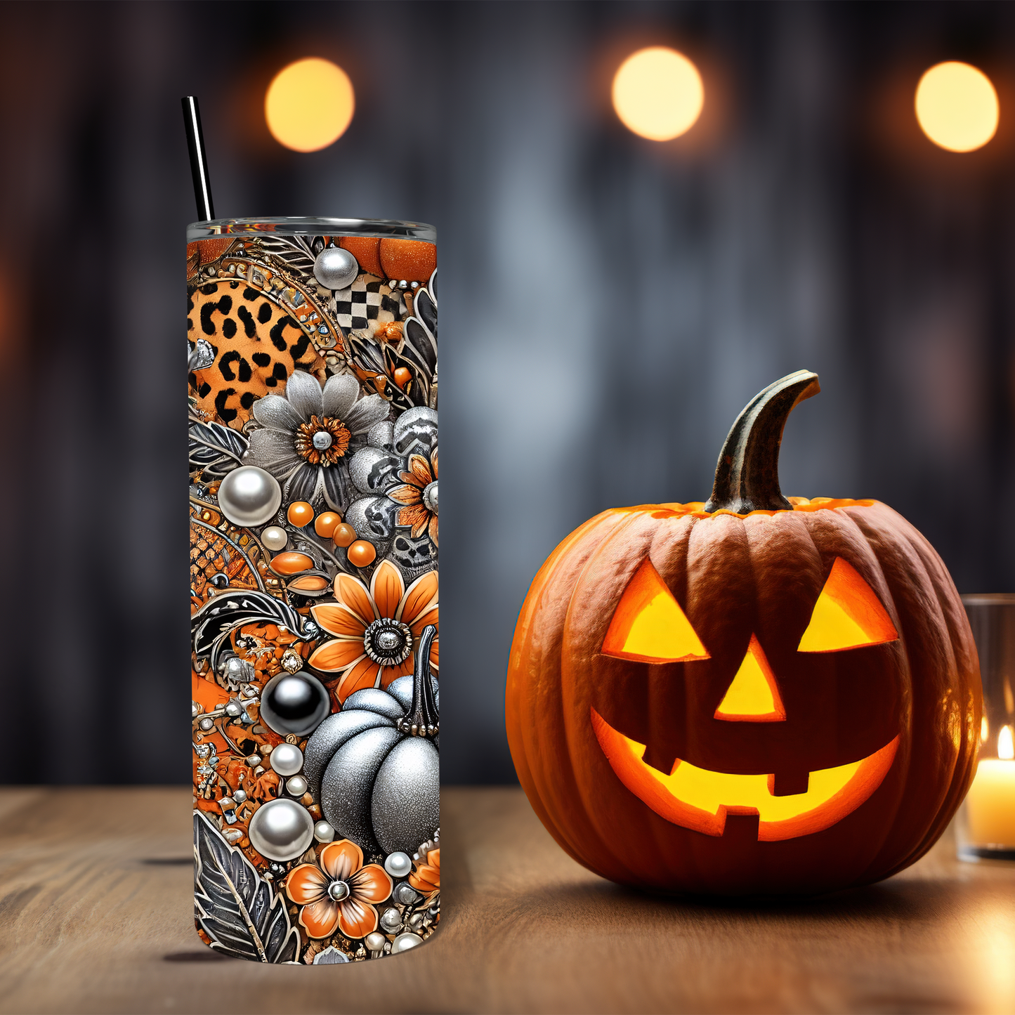 Floral Pumpkin 20 oz Tumbler