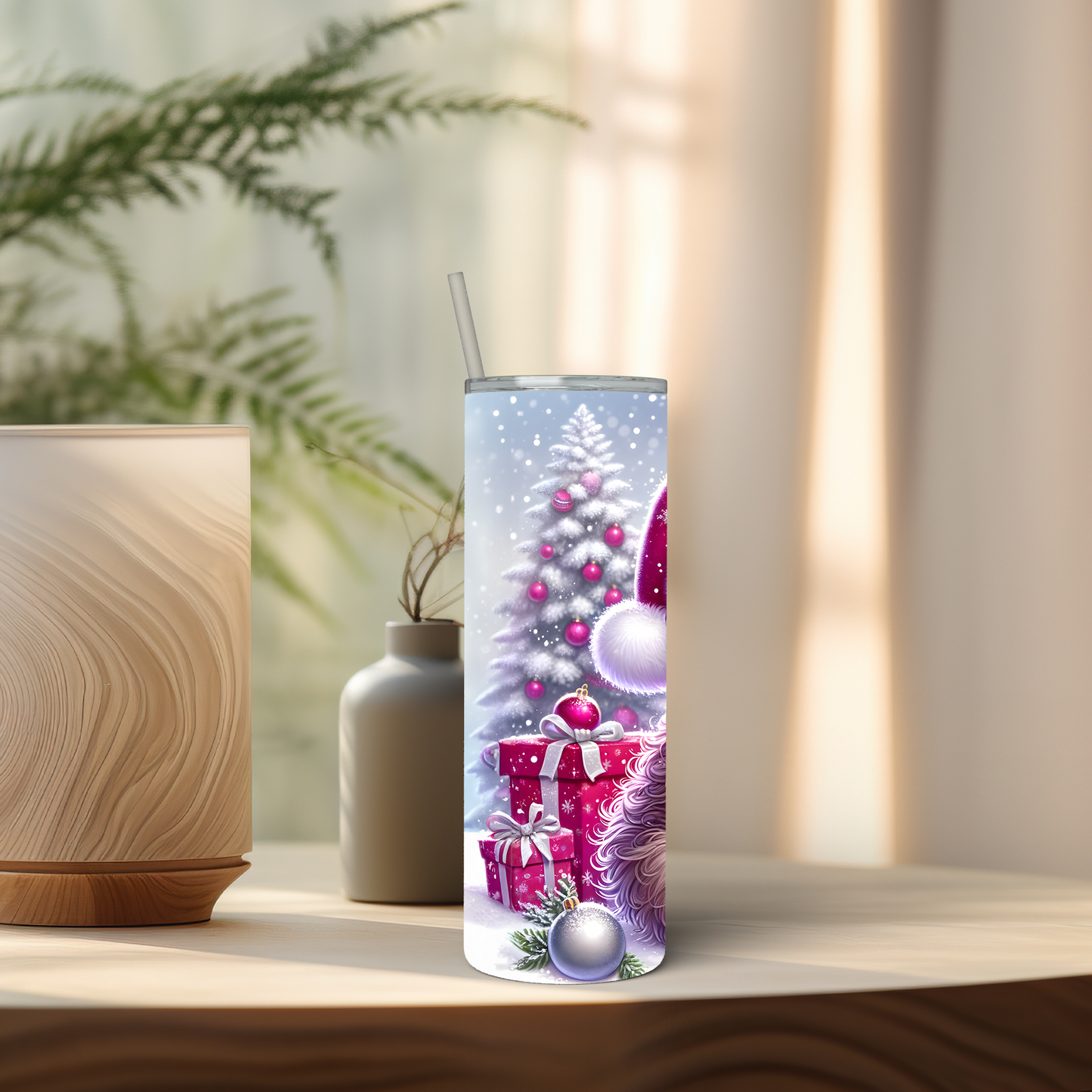 Pink Christmas Sloth 20 oz Tumbler