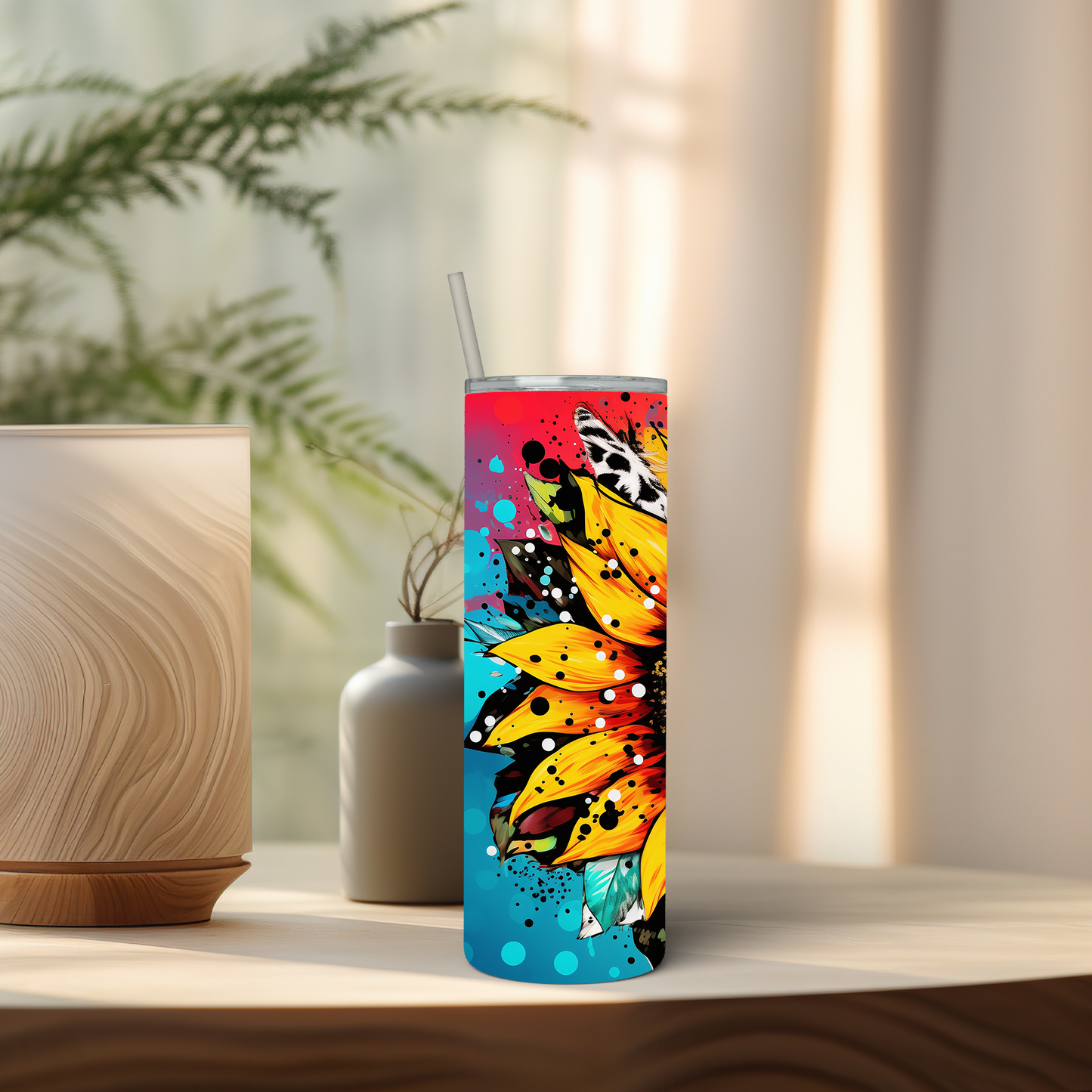 Paint Splatter Sunflower 20 oz Tumbler