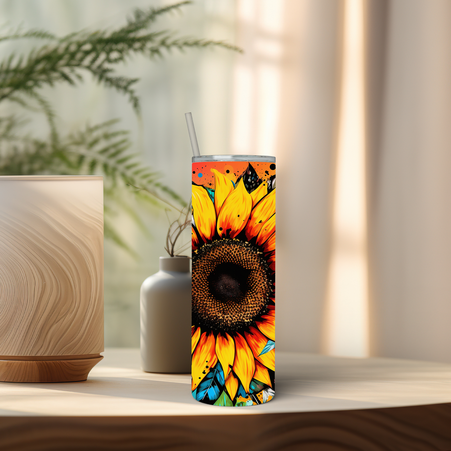 Paint Splatter Sunflower 20 oz Tumbler