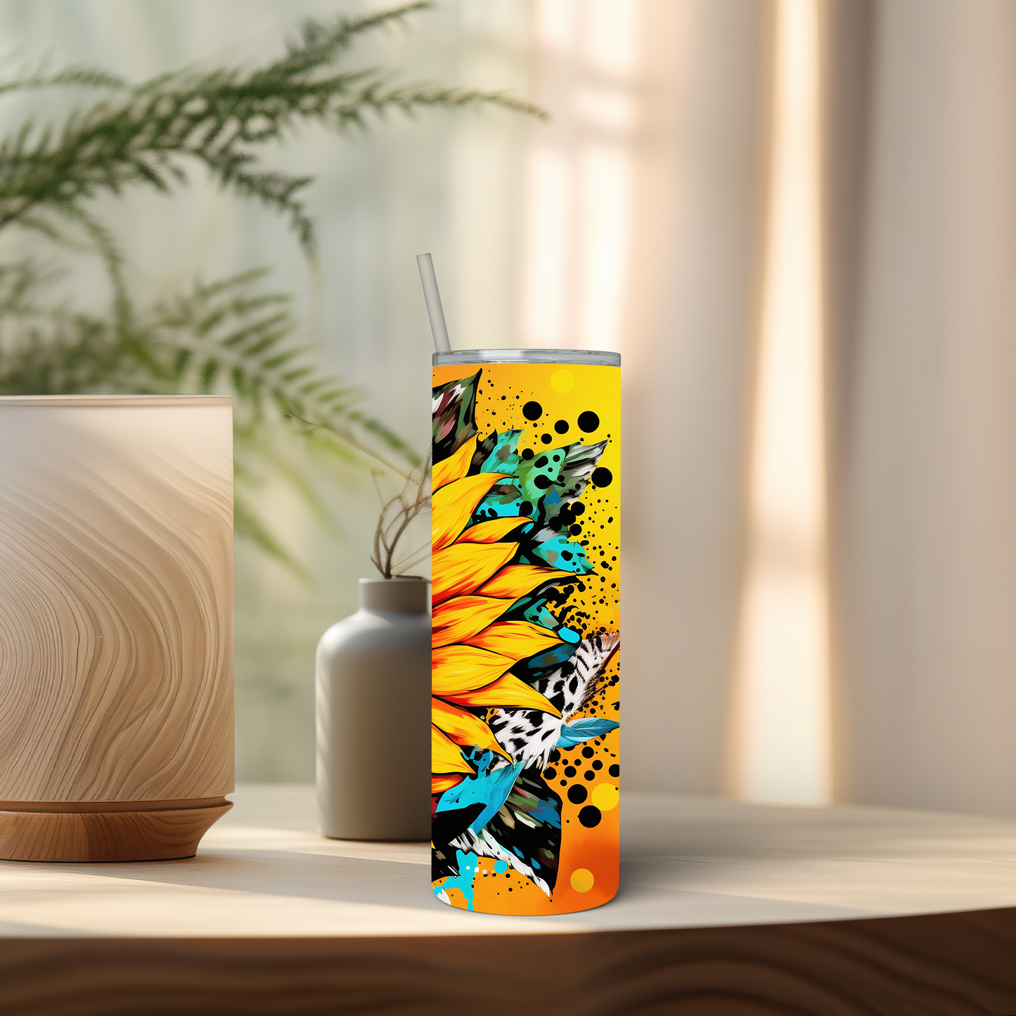 Paint Splatter Sunflower 20 oz Tumbler