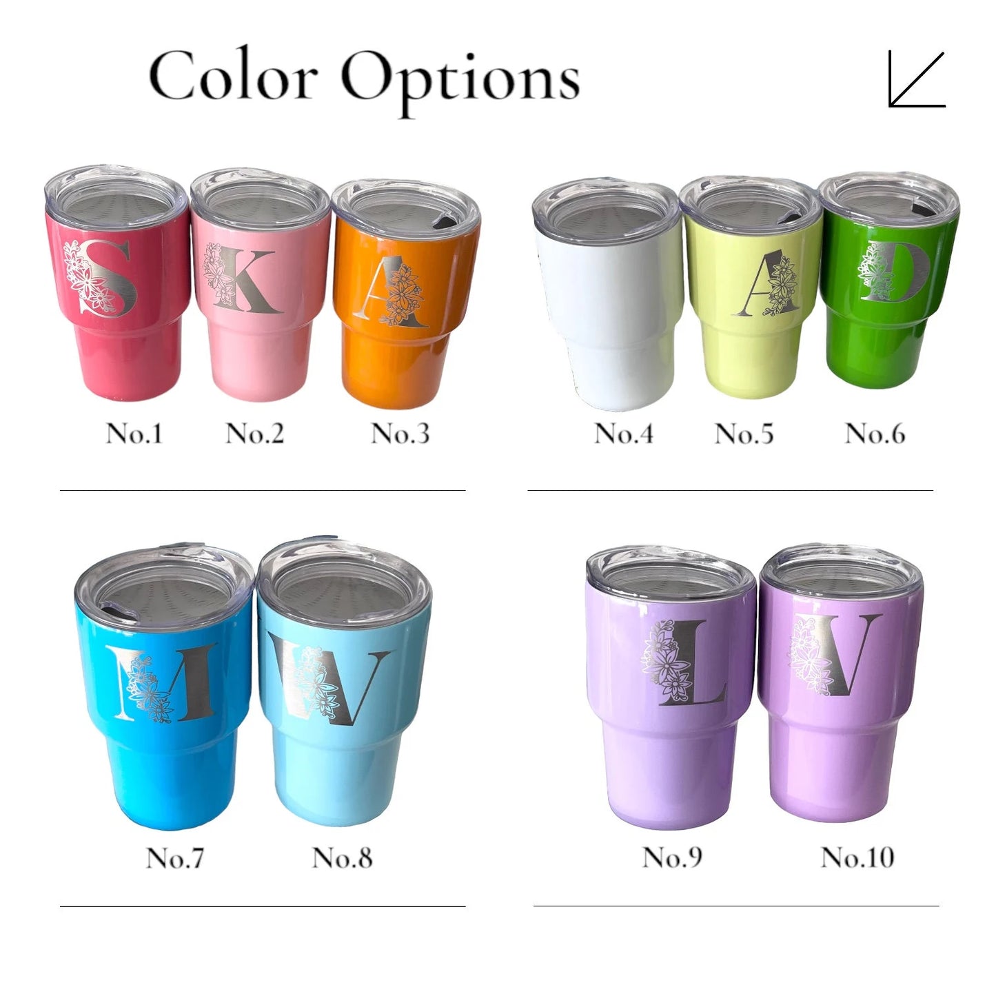 Printed Custom Text or Logo 2 oz Mini Tumbler with Straw