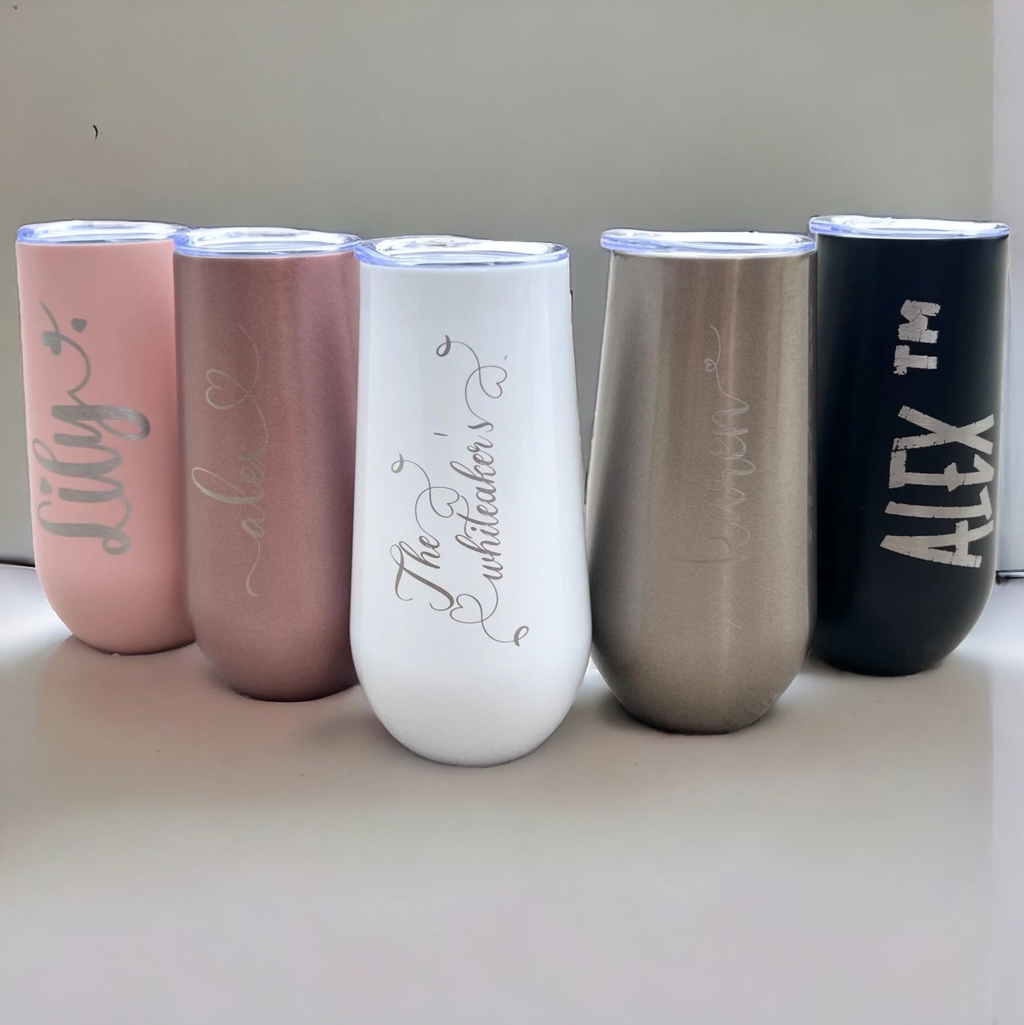 Personalized Engraved Stainless Steel 6 oz Champagne Flute Tumbler