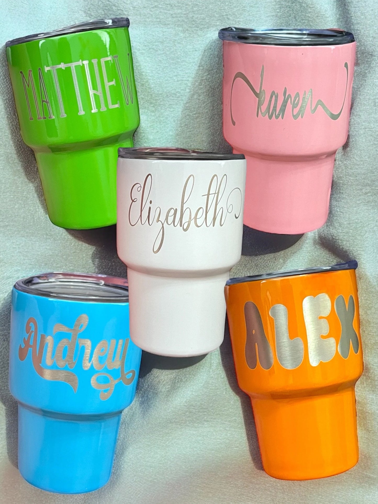 Personalized Permanent Engraved Custom 2 oz Mini Tumbler with Straw