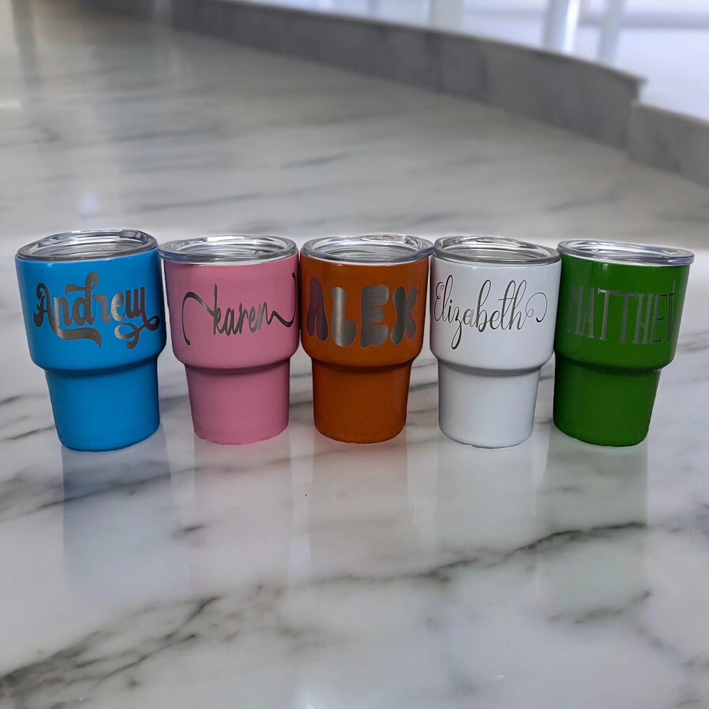 Personalized Permanent Engraved Custom 2 oz Mini Tumbler with Straw