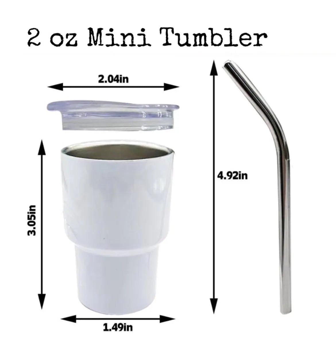 Personalized Permanent Engraved Custom 2 oz Mini Tumbler with Straw