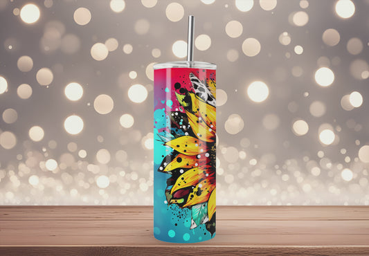 Paint Splatter Sunflower 20 oz Tumbler