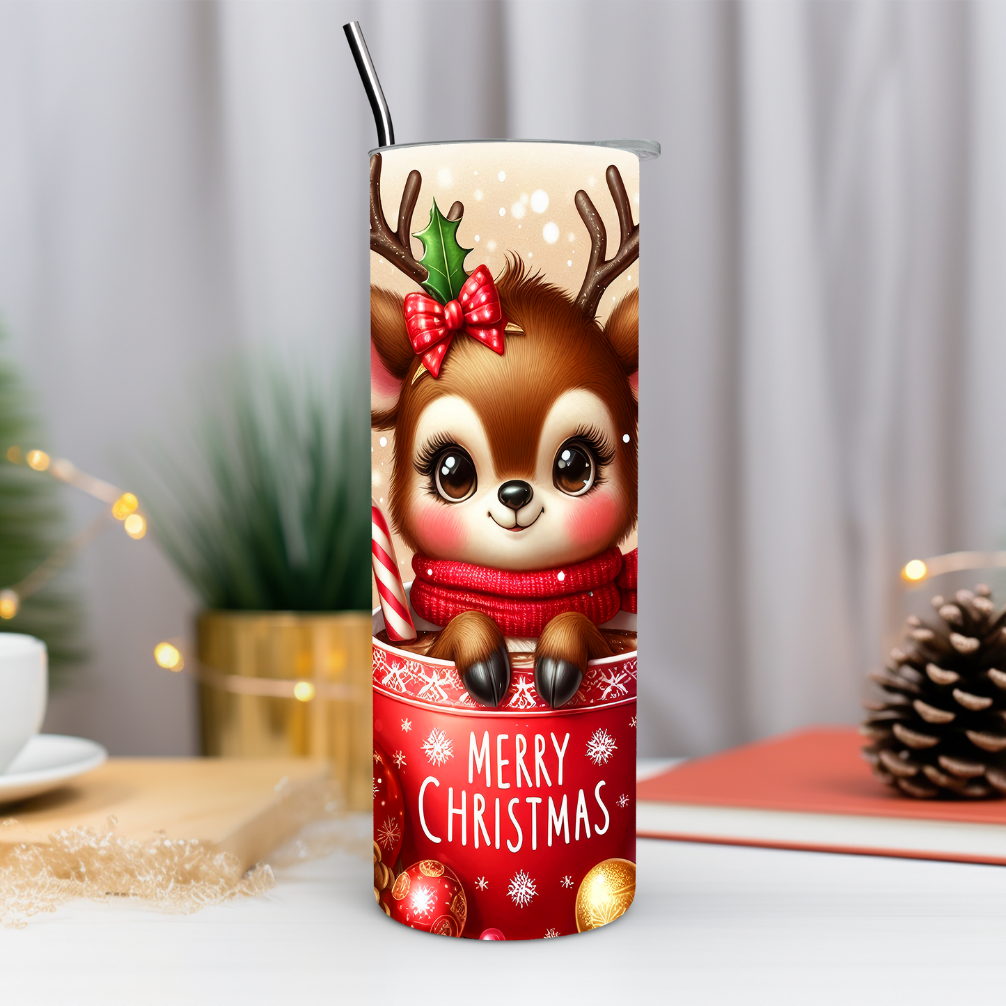 Christmas Reindeer 20 oz Tumbler