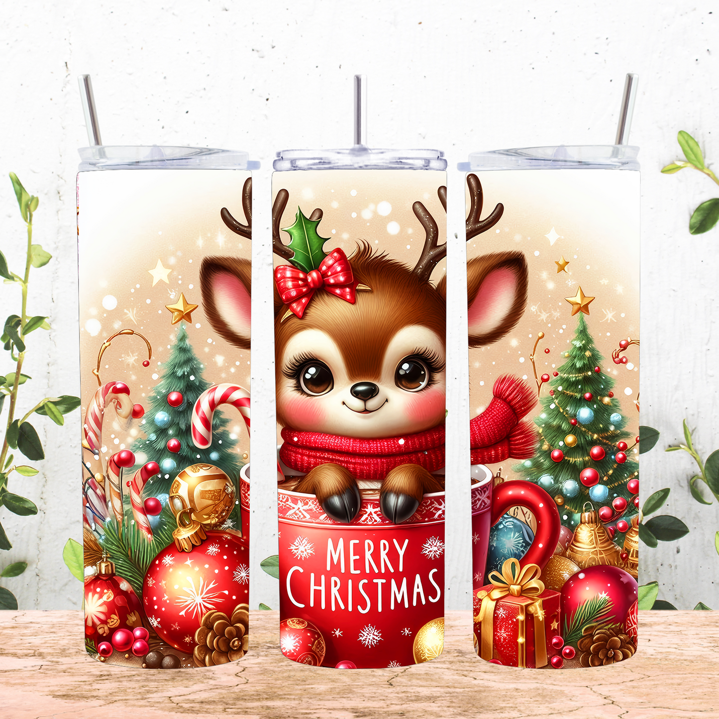 Christmas Reindeer 20 oz Tumbler