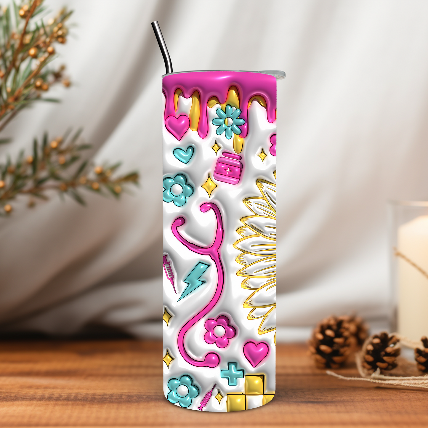 3D Sparkle Nurse 20 oz Tumbler